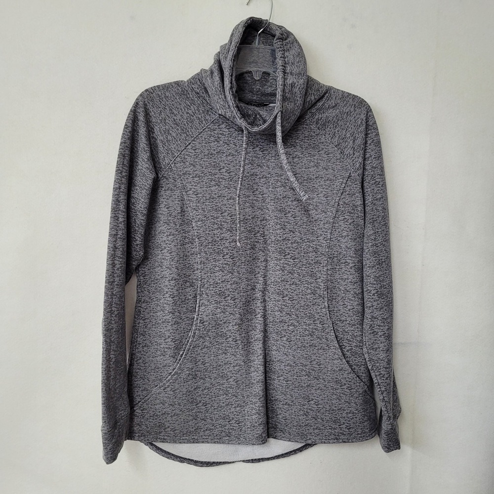 Stoic Sweatshirt Women L Grey Drawstring Cowlneck Pockets Active Comfort Stretch